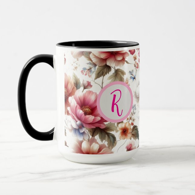 Mug Coupe florale de café sur mesure (Gauche)