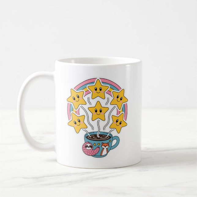 Mug Coupe Kawaii - Coupe Arc-en-ciel mignonne avec éto (Gauche)
