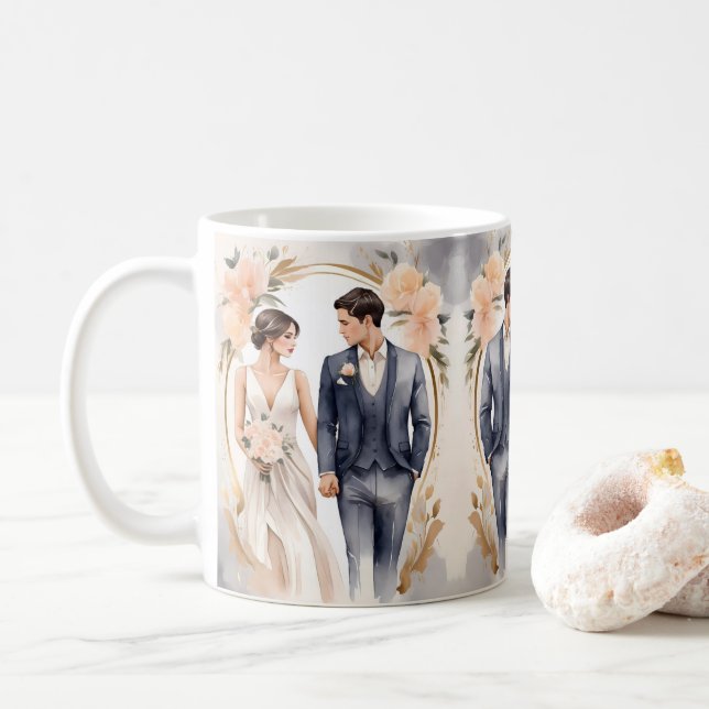 Mug Coupe mariage de mariée et de chambre (Avec donut)