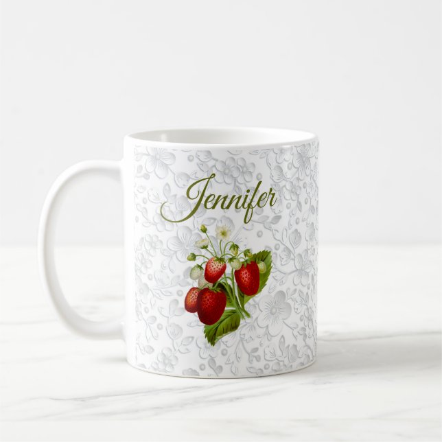 Mug Coupe personnalisée de café de fraise (Gauche)