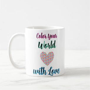 Mug Coupez votre monde avec amour - Design cardiaque d