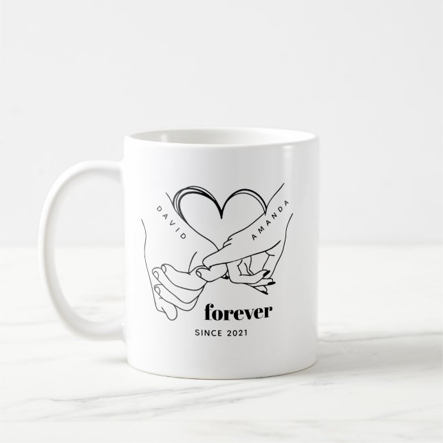 Mug Couple avec le nom Custom Anniversary Idée cadeau (Gauche)