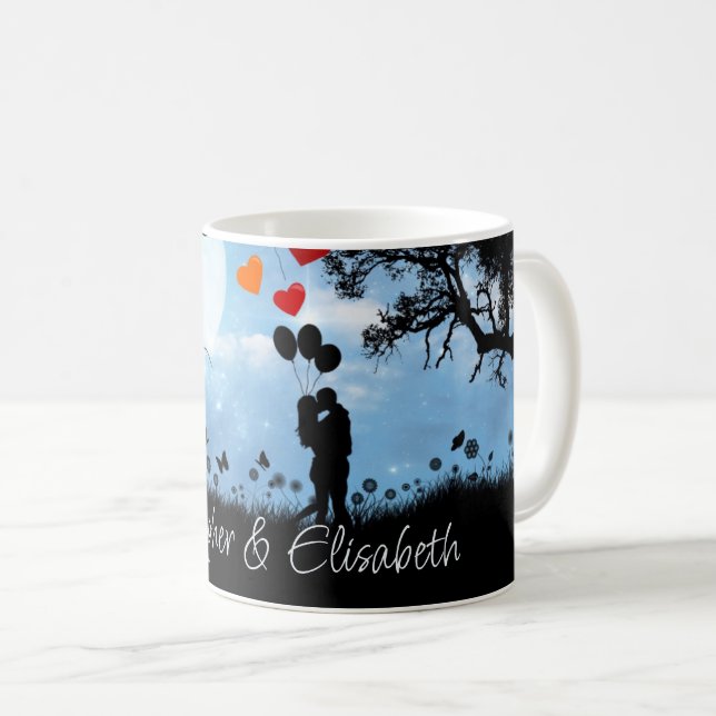 Mug Couple Baiser Romantique Lune Personnalisée (Devant droit)