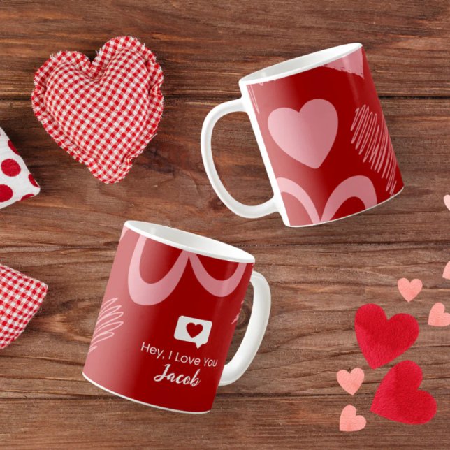 Mug Couple Coeur personnalisé vous aime Nom romantique (Créateur téléchargé)