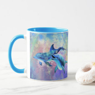 Mug Couple dauphin - Peinture - Famille heureuse