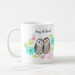 Mug Couple de Chouette Cute Personnalisé avec un nom 