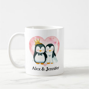 Mug Couple de manchots personnalisés pour mariage