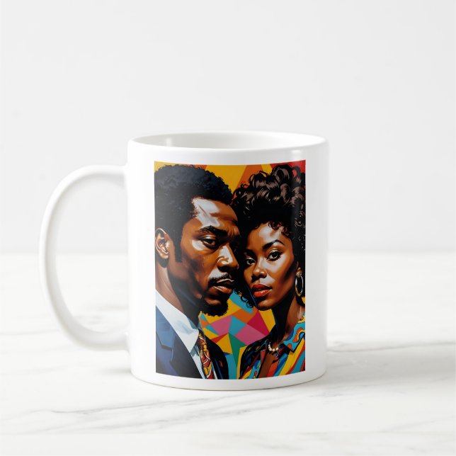 Mug Couple de puissance rétro Vibrant Afrocentric Tee (Gauche)