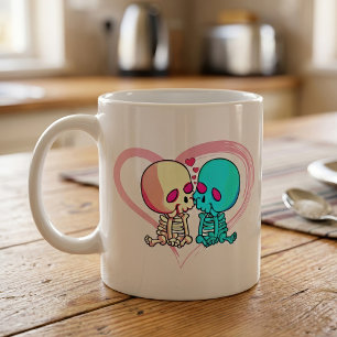 Mug Couple de squelettes romantiques s'embrassant dans