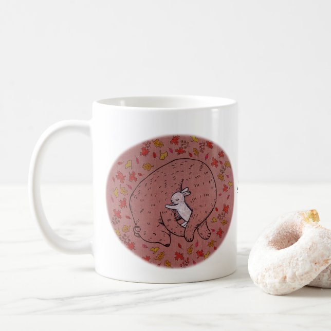 Mug Couple d'ours et de lapin Cosy à la maison nom per (Avec donut)