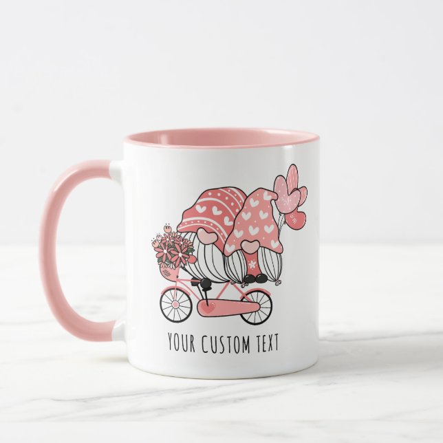 Mug Couple Gnome sur vélo Personnalisé Saint-Valentin (Gauche)