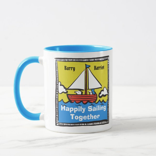 Mug Couple Heureux Naviguant Ensemble (Gauche)