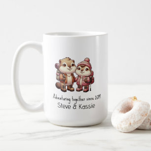 Mug Couple Marmotte mignonne Aventurant ensemble Rando