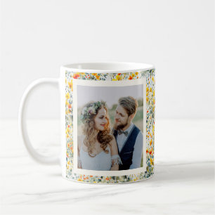 Mug Couple Prairie Fleurie Jaune Photos Personnalisées