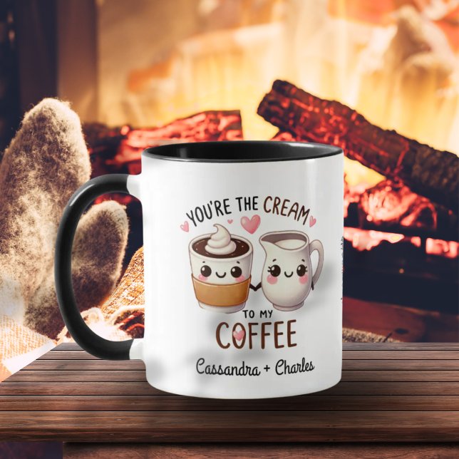 Mug Couples amusants et mignons "Crème à mon café" (Fun & Cute Couples "Cream to My Coffee" Mug)