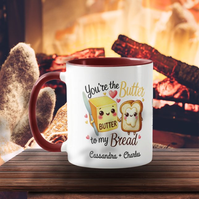 Mug Couples customisés mignons "Beurre à mon pain" (Customized Couples Cute "Butter to My Bread" Mug)