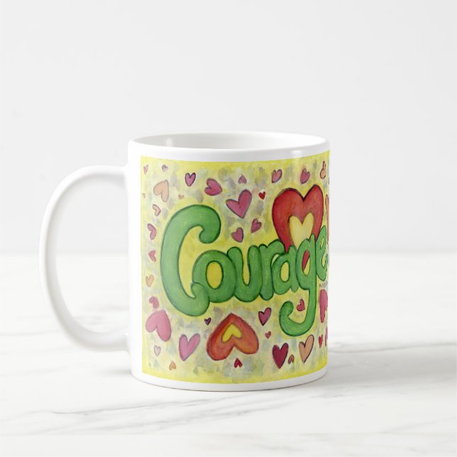 Mug Courage Heart Word Art Custom Coffee Cup (Gauche)