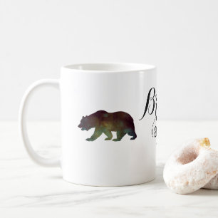 Mug Courageux comme un Ours Typographie Aquarelle
