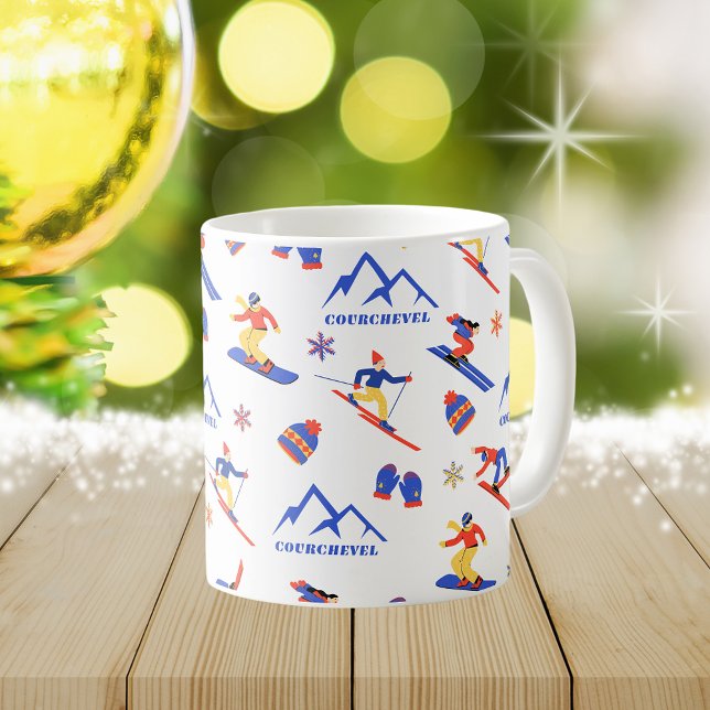 Mug Courchevel France Motif de snowboard (Courchevel France ski snowboard winter snow vacation christmas holidays mug)