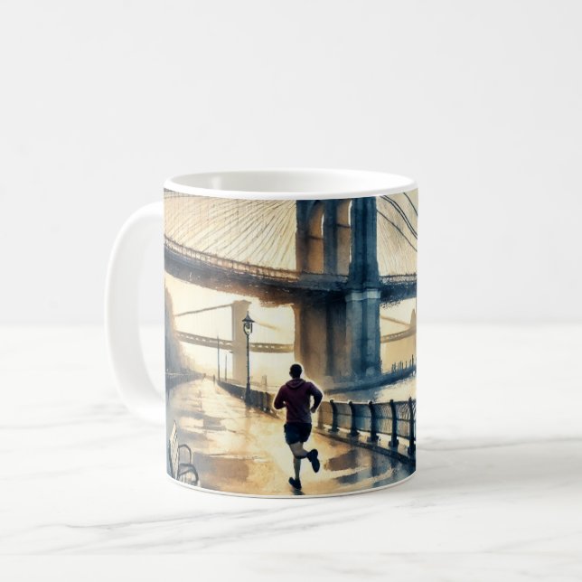 Mug Courir à New York Brooklyn Bridge (Devant gauche)