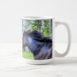 Mug Courir Black Thoroughbred Percheron Horse Photo