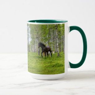 Mug Courir Black Thoroughbred Percheron Horse Photo 4