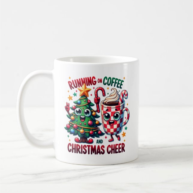 Mug Courir Sur Le Café Et La Soirée De Noël (Gauche)