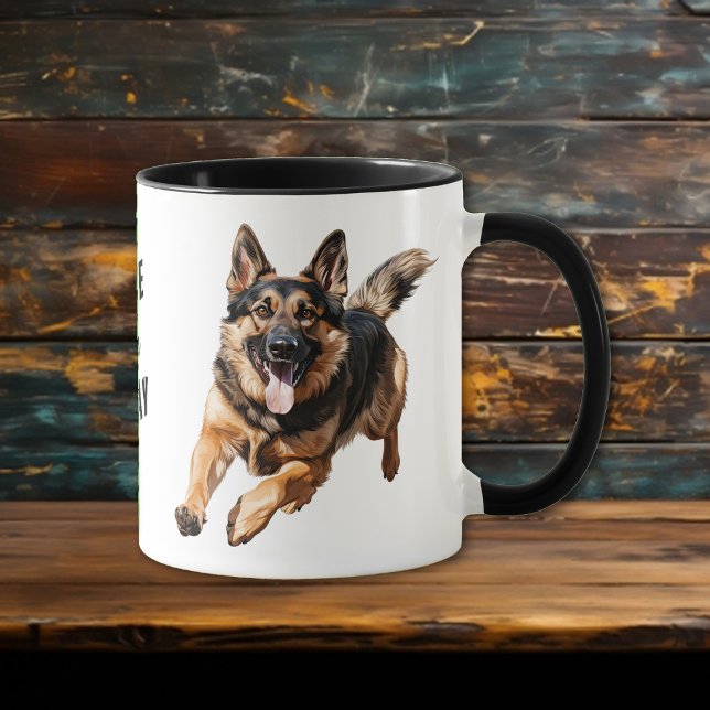 Mug Courir un berger allemand Chien Saisir le jour (Créateur téléchargé)