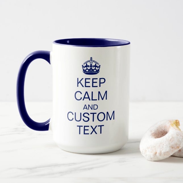 Mug Couronne "Conserver le calme" & [Texte personnalis (Avec donut)