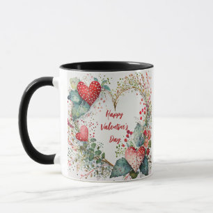 Mug Couronne de coeur de la Saint-Valentin florale de