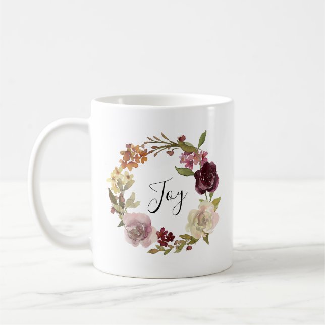 Mug Couronne de fleurs aquarelle Joie (Gauche)