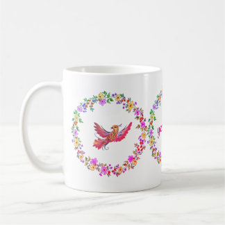 Mug Couronne de fleurs avec un oiseau