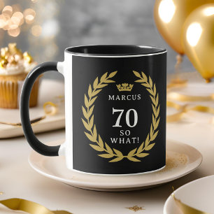 Mug Couronne de laurier drôle 70 ans Alors quoi 70e an