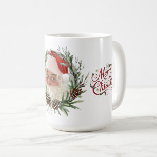 Mug Couronne de Noël à l'aquarelle avec cône de pin et
