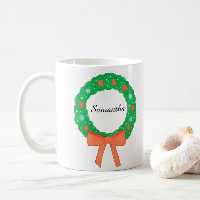 Mug Couronne de Noël avec cabot (Avec donut)
