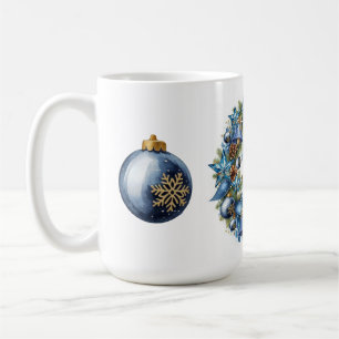 Mug Couronne de Noël bleue et or