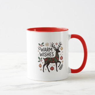Mug Couronne de Noël Merry & Bright Poignée Verte