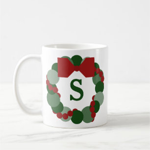 Mug Couronne de Noël moderne avec Monogramme