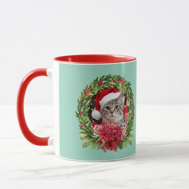 Mug Couronne de Noël Tabby  (Gauche)