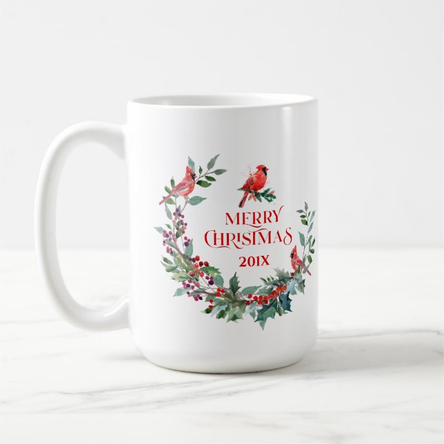 Mug Couronne de Noël, typographie et Robin Rouge (Gauche)