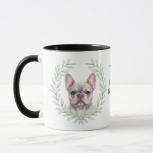 Mug Couronne d'eucalyptus Bulldog français gris Monogr
