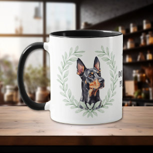Mug Couronne d'eucalyptus Doberman Pinscher Monogramme