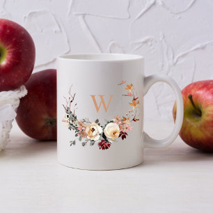Mug Couronne florale automne avec n'importe quel monog