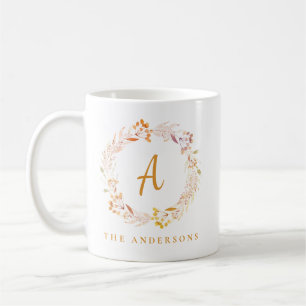 Mug Couronne florale bohème d'automne   Nom personnali