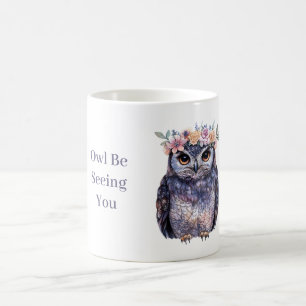 Mug Couronne florale de hibou pourpre