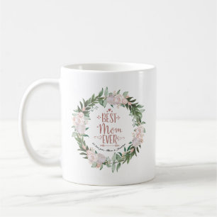 Mug Couronne florale rose poudrée Meilleure maman qui 