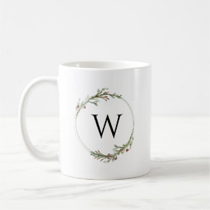 Mug Couronne minimaliste de Noël avec monogramme