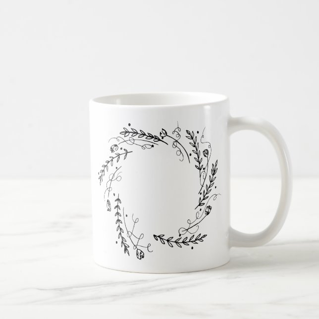 Mug Couronne vintage de fleurs (Droite)