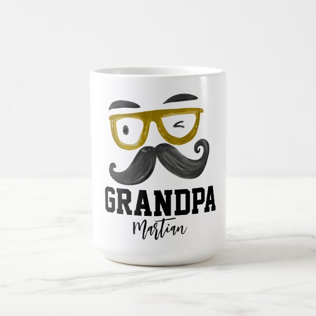 Mug Cours amusant jaune et moustache Grandpa personnal (Centre)