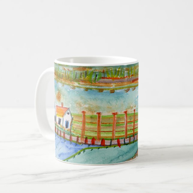 Mug Coussins de café à l'aquarelle unique (Devant gauche)